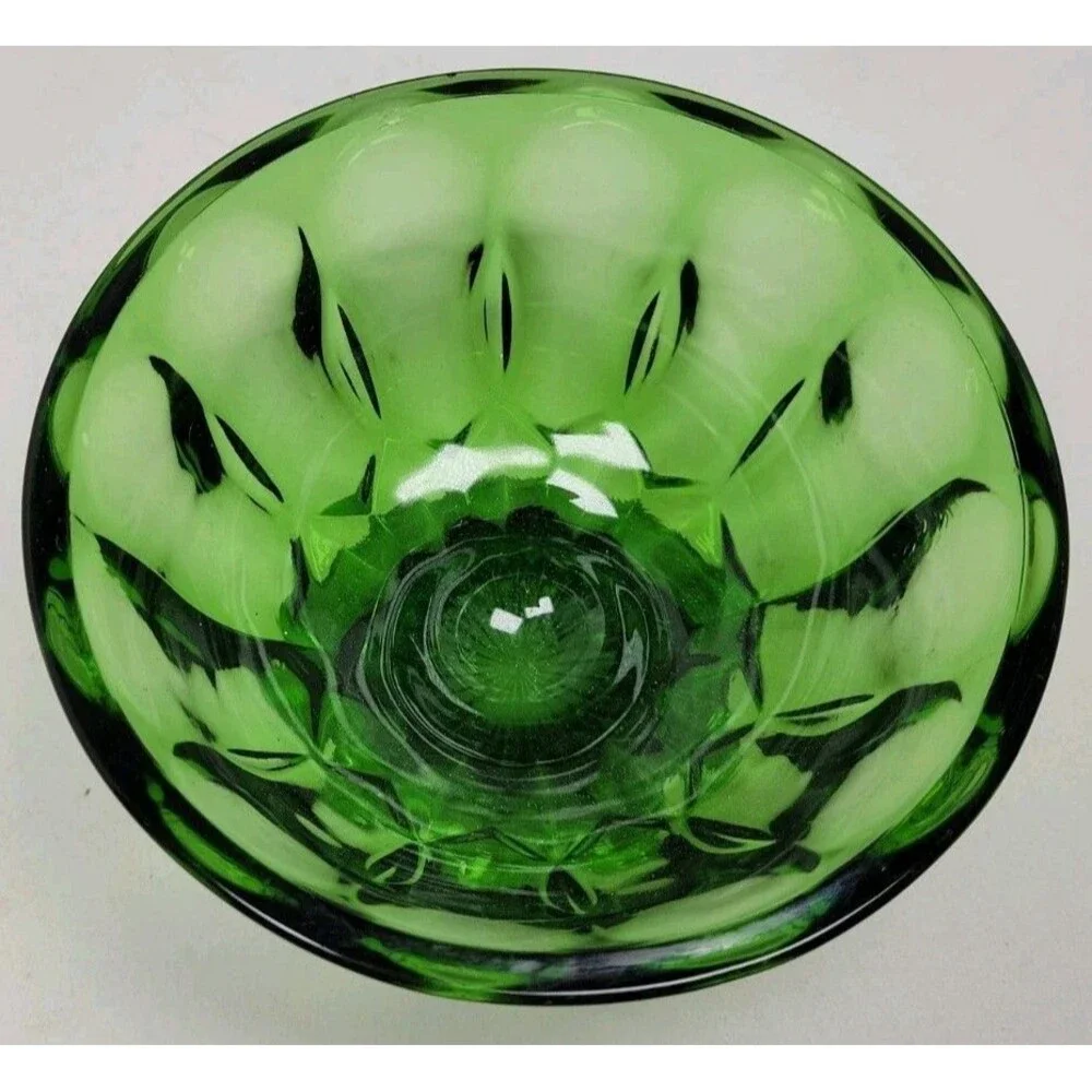 VTG Anchor Hocking Emerald Green Glass Fairfield Footed Candy Dish